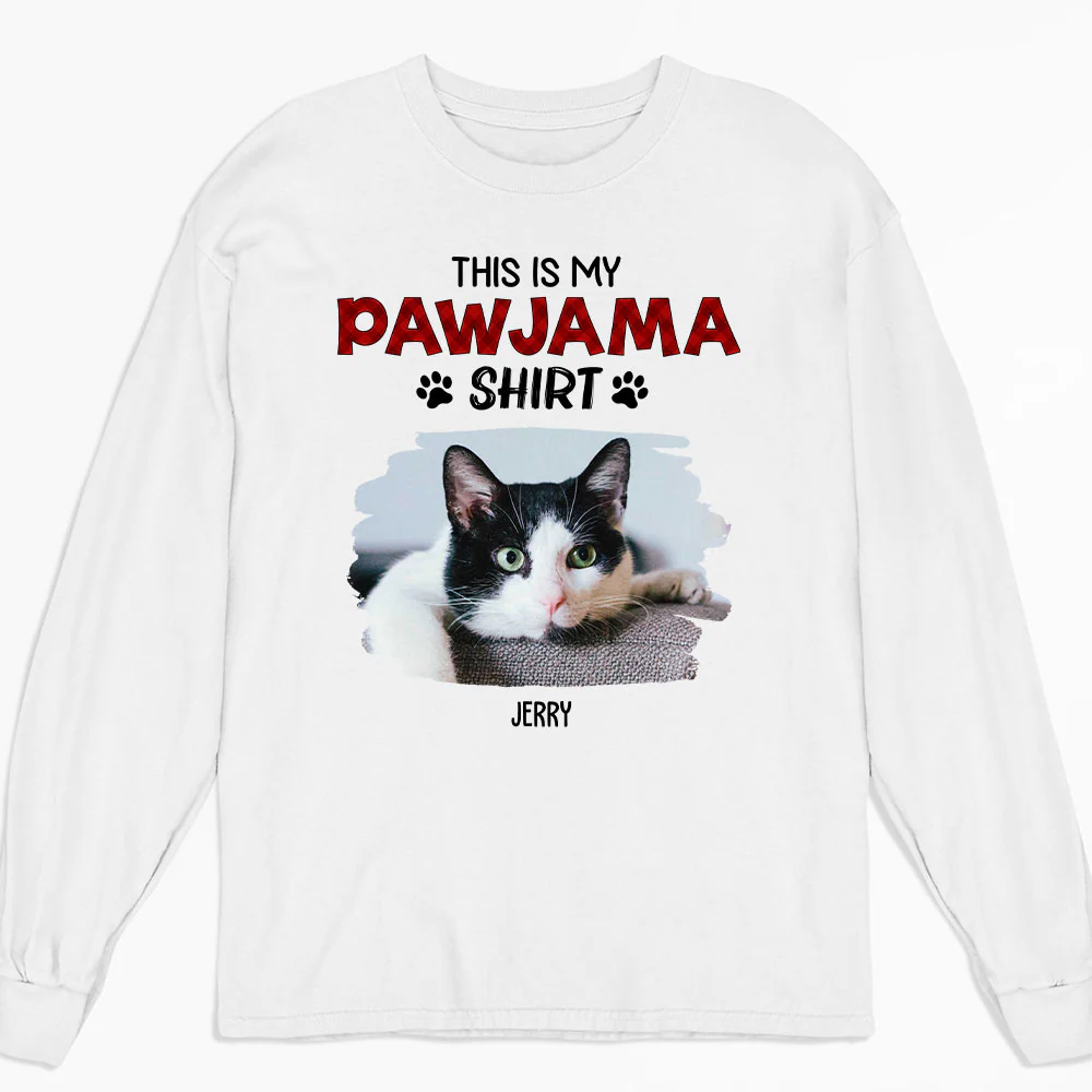 Cat Pawjama Shirt New Style Photo - Personalized Custom Long Sleeve T-shirt