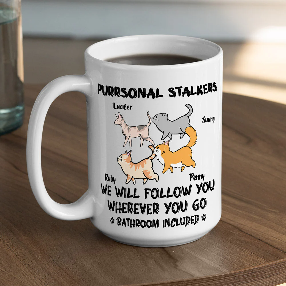 Cat Purrsonal Stalker - Personalized Custom Coffee Mug - Image 3