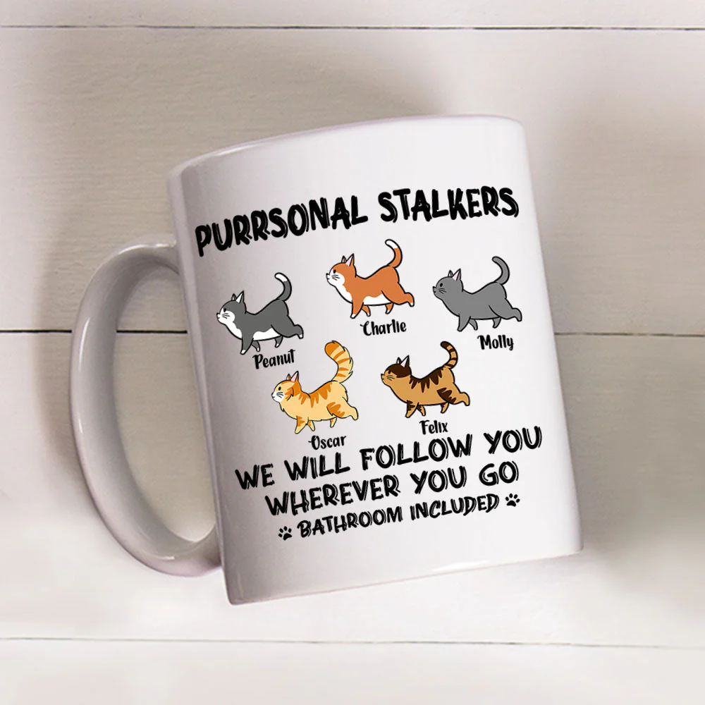 Cat Purrsonal Stalker - Personalized Custom Coffee Mug - Image 4