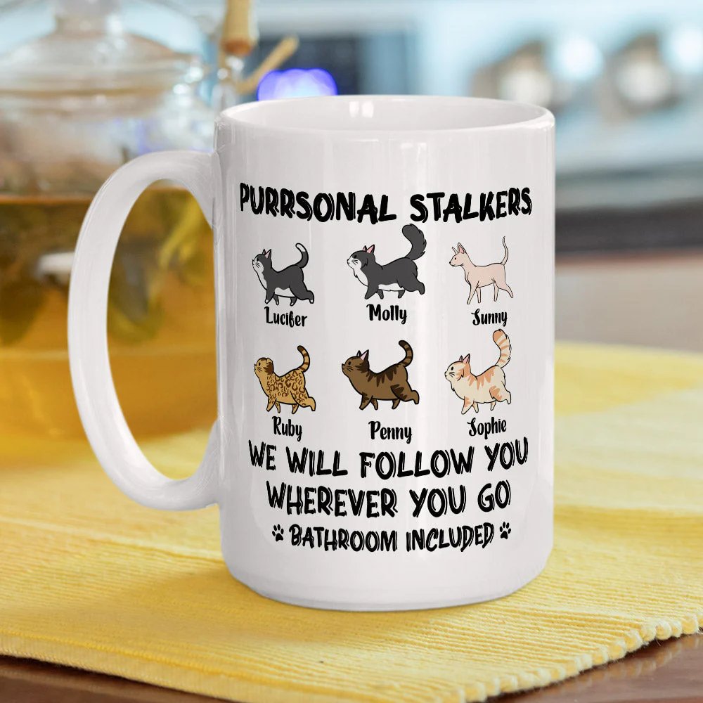 Cat Purrsonal Stalker - Personalized Custom Coffee Mug - Image 5