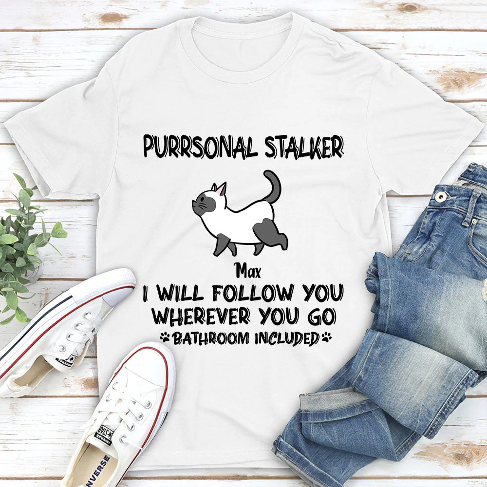Cat Purrsonal Stalker - Personalized Custom Unisex T-shirt - Image 5
