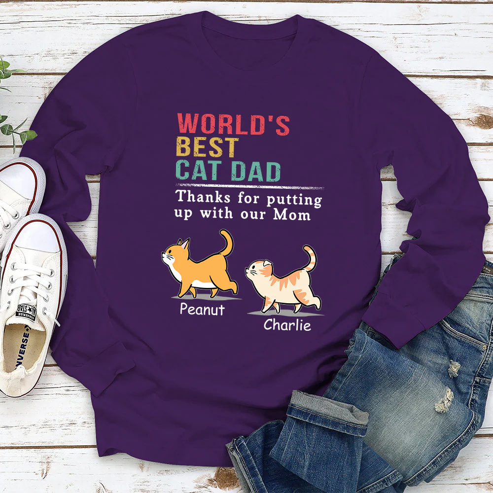 Cat Putting Up With Mom - Personalized Custom Long Sleeve T-shirt - Image 3