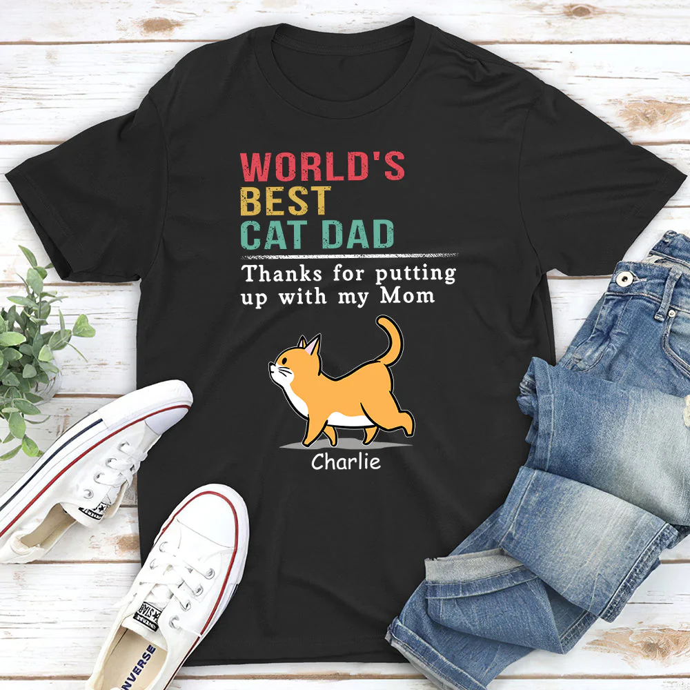 Cat Putting Up With Mom - Personalized Custom Unisex T-shirt