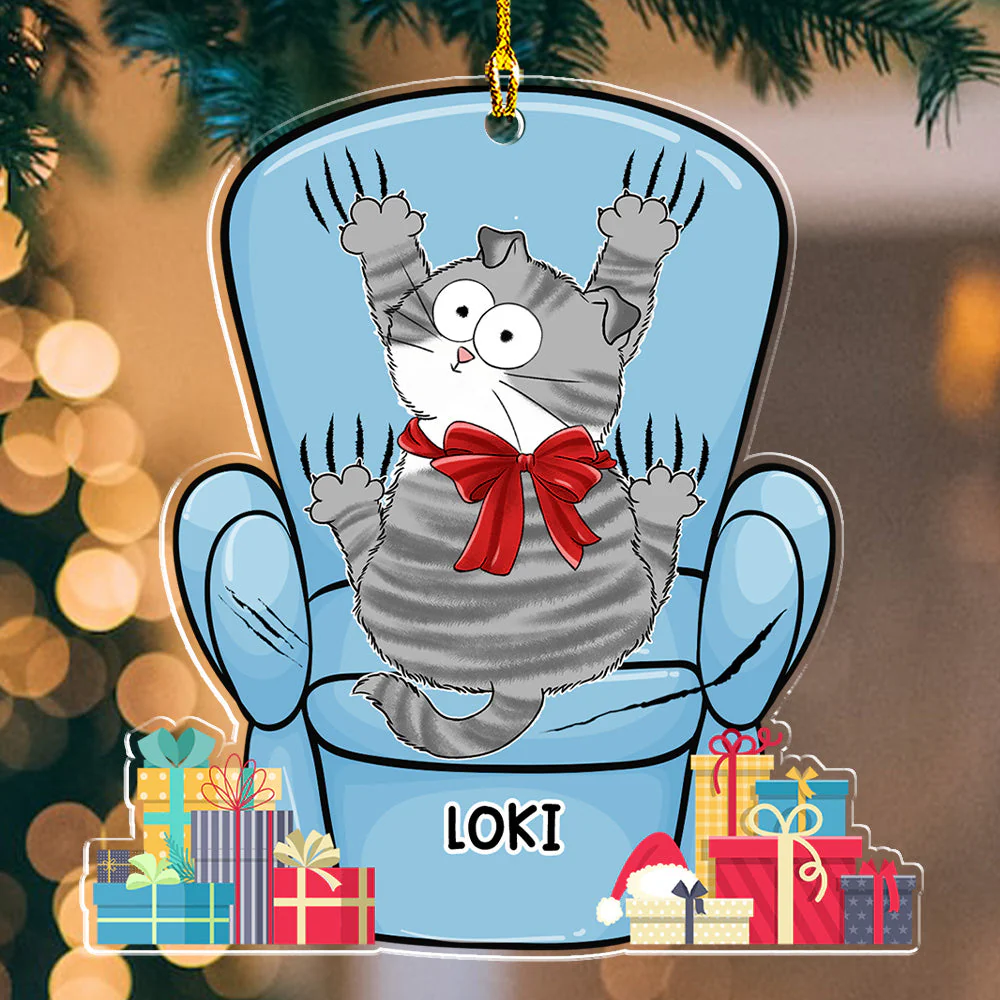 Cat Scratching Sofa- Personalized Custom Acrylic Ornament - Image 3