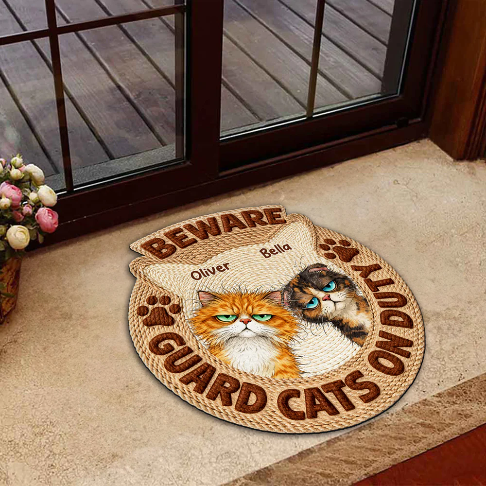 Cat Security On Duty Photo - Personalized Custom Doormat - Image 4