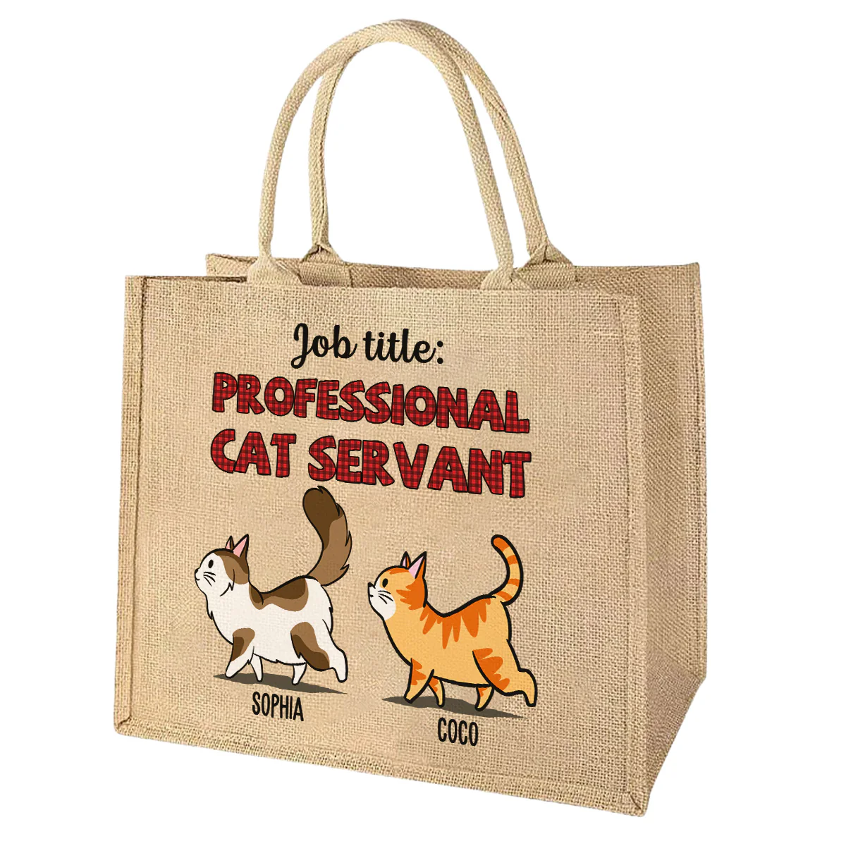 Cat Servant Is My Job - Personalized Custom Jute Tote Bag