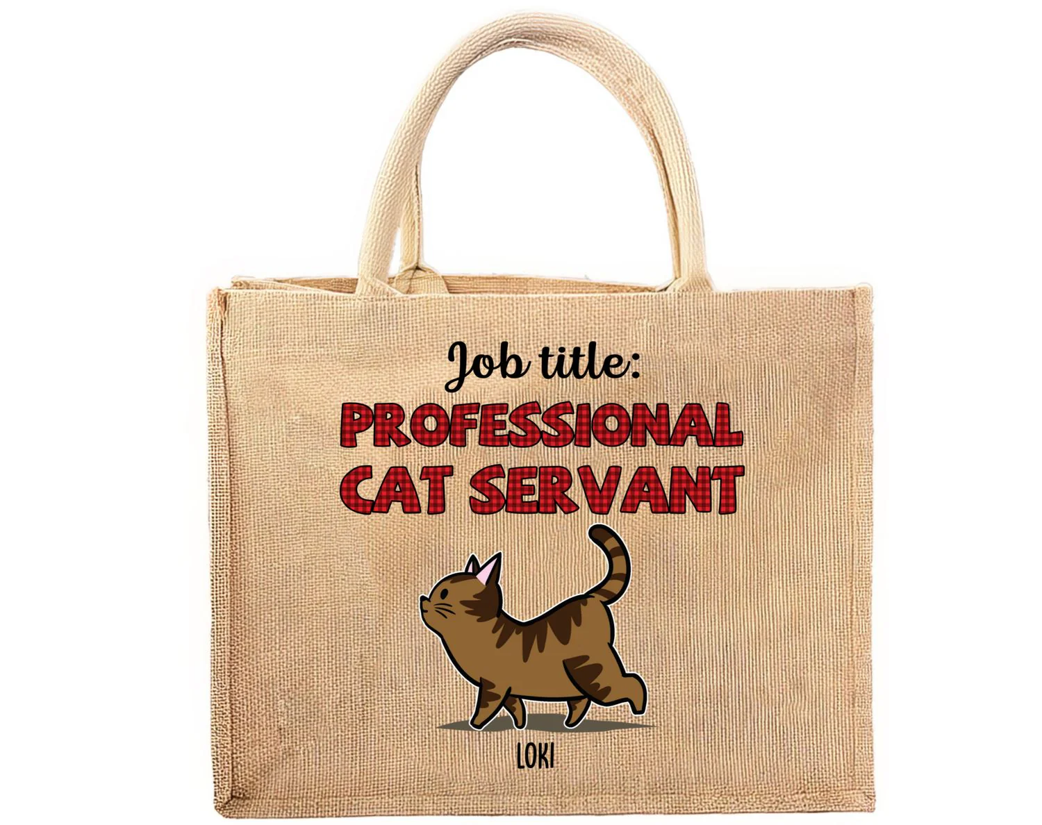 Cat Servant Is My Job - Personalized Custom Jute Tote Bag - Image 7