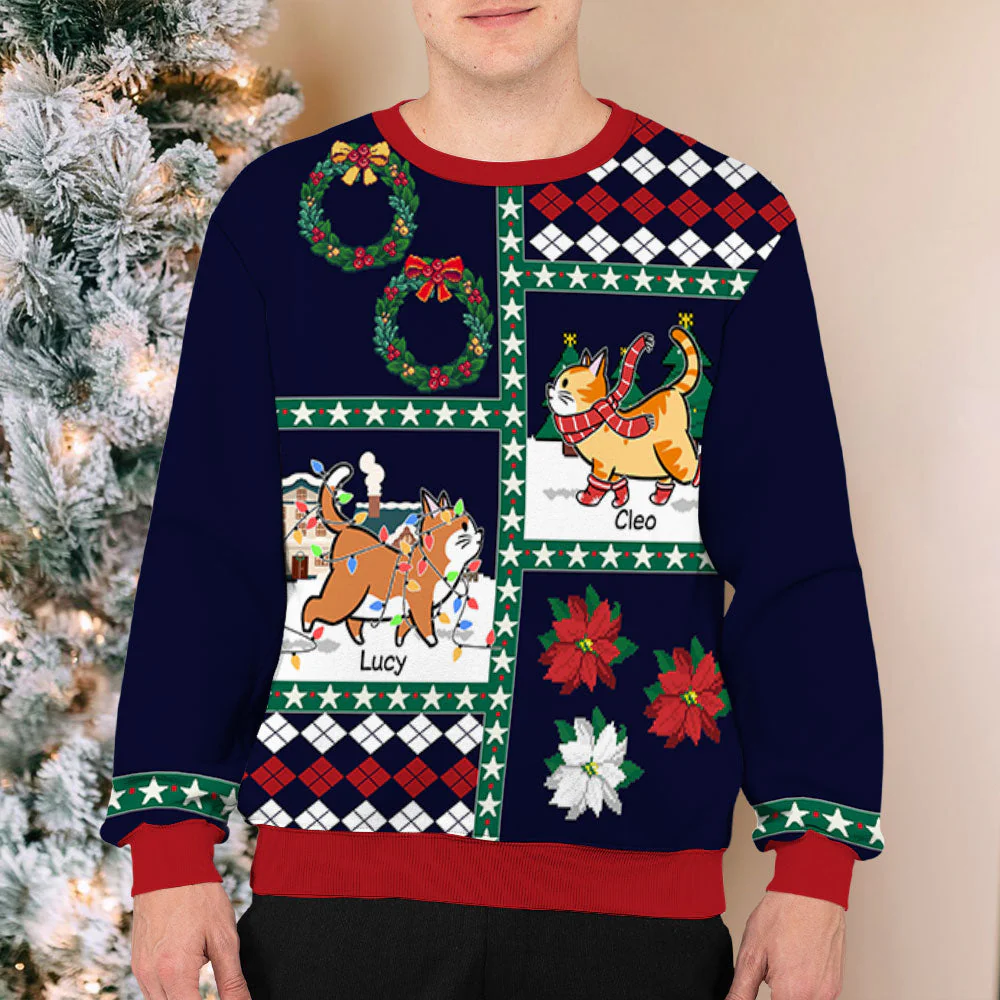 Cat Servant Patchwork - Personalized Custom All-Over-Print Sweatshirt - Image 3
