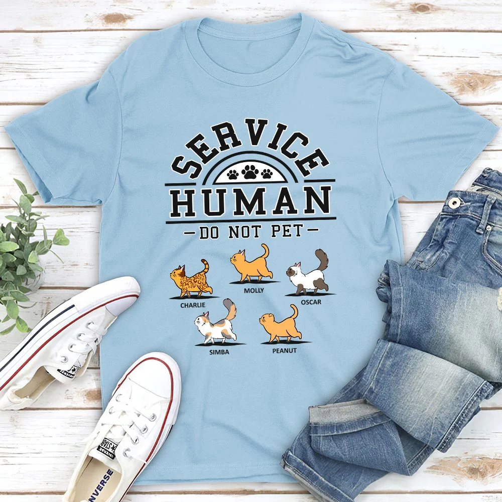 Cats Service Human - Personalized Custom Unisex T-shirt - Image 3