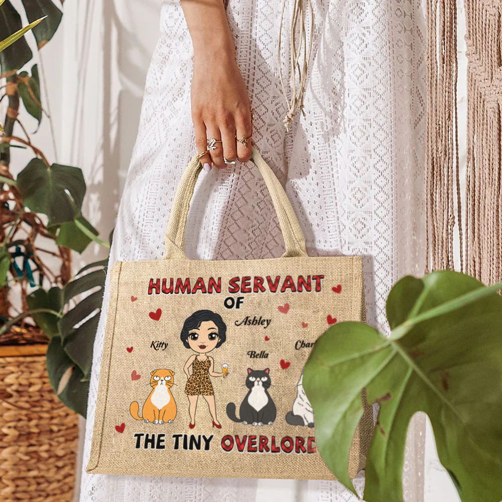 Cat Service - Personalized Custom Jute Tote Bag - Image 3