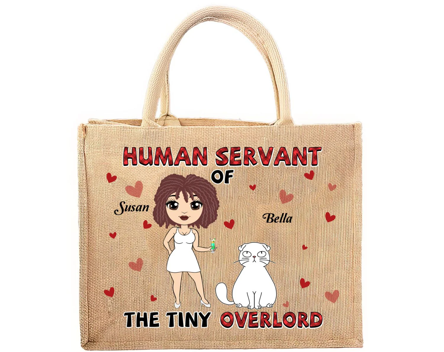 Cat Service - Personalized Custom Jute Tote Bag - Image 9