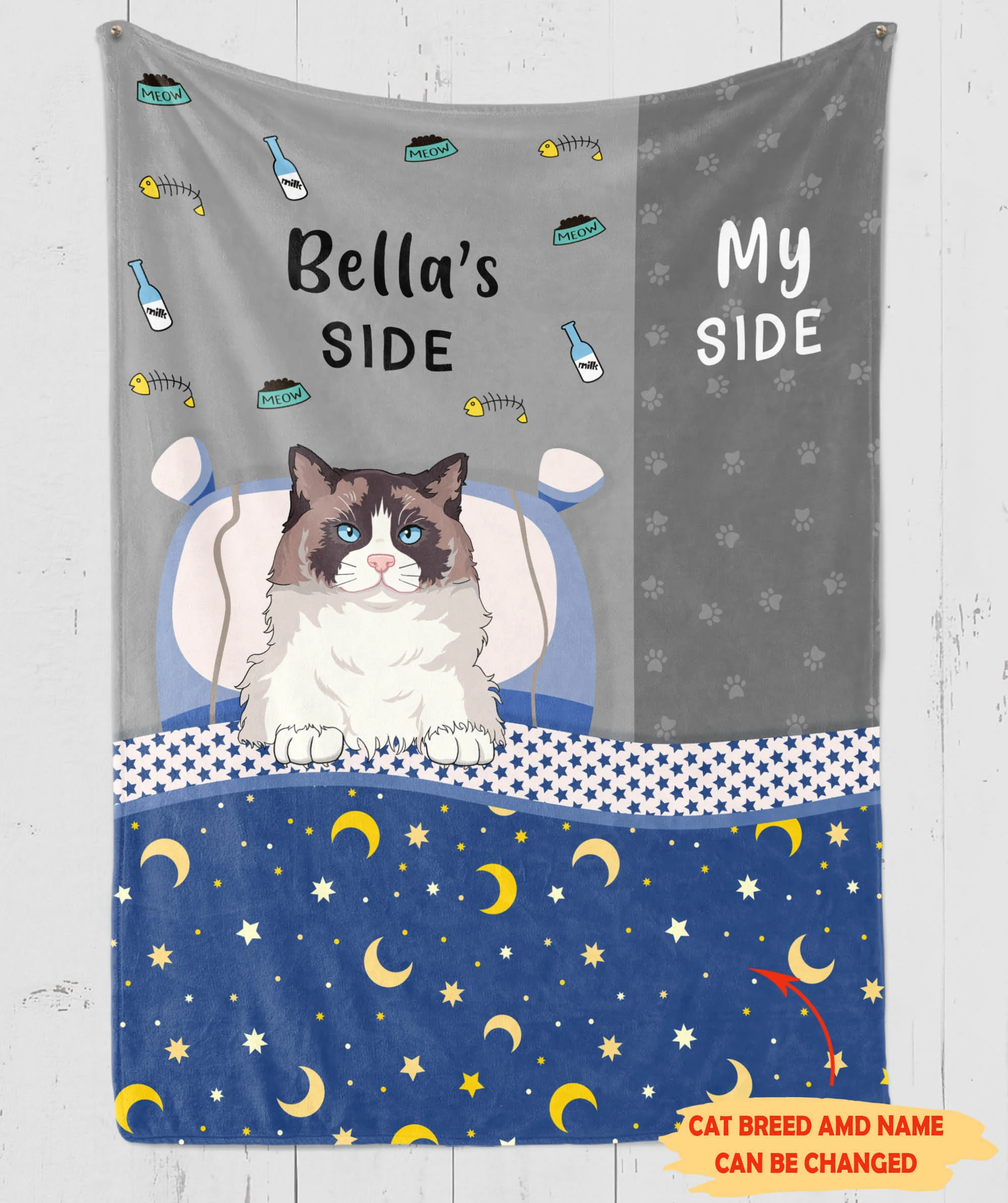 Cat side my side - Personalized custom blanket - Image 5