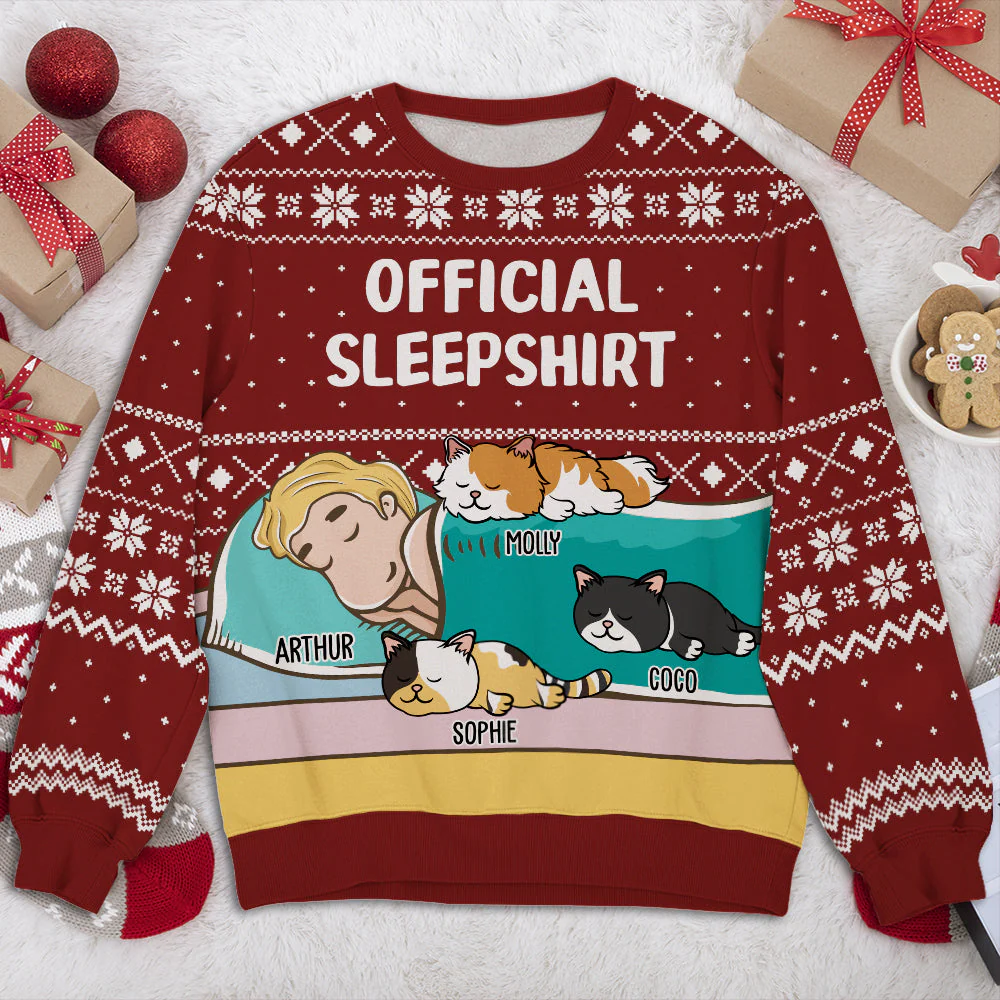 Cat Sleepshirt - Personalized Custom All-Over-Print Sweatshirt - Image 2