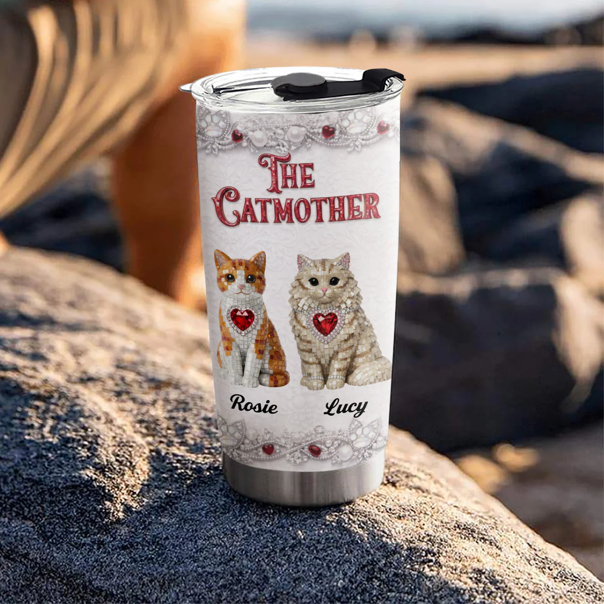 Cat Sparkling Gems - Personalized Custom 3D Effect Tumbler - Image 3