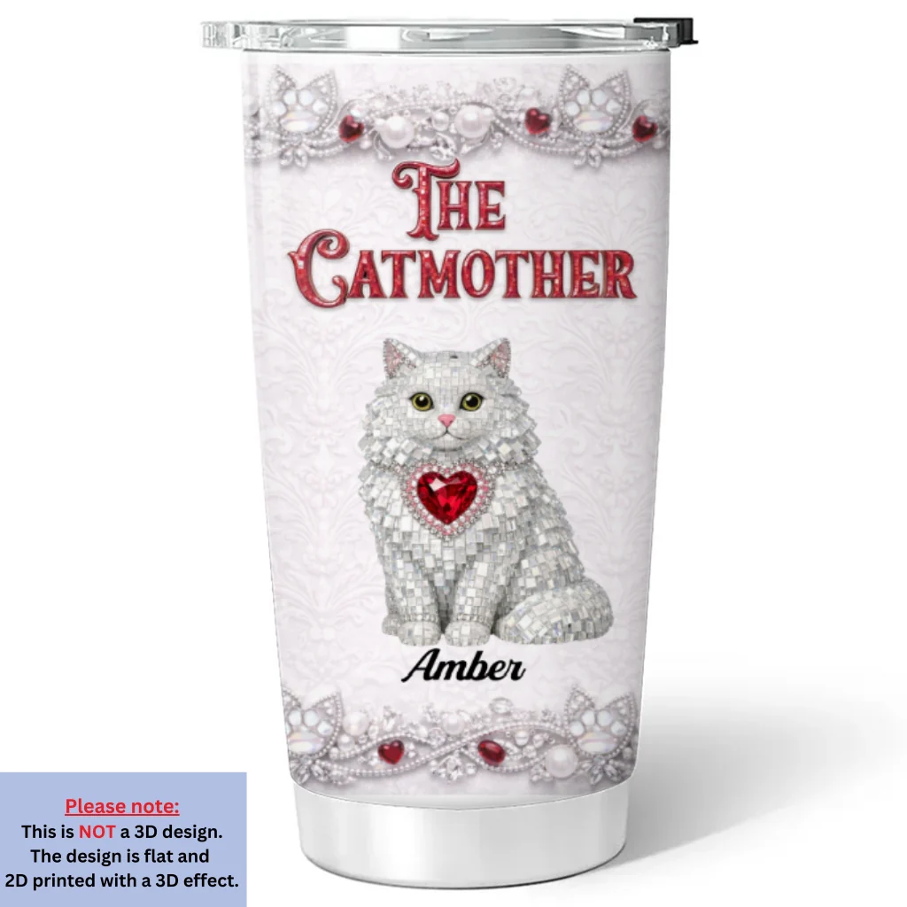 Cat Sparkling Gems - Personalized Custom 3D Effect Tumbler - Image 5