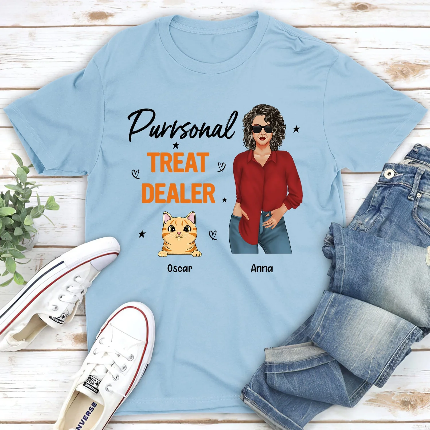 Cat Treat Dealer - Personalized Custom Unisex T-shirt - Image 3