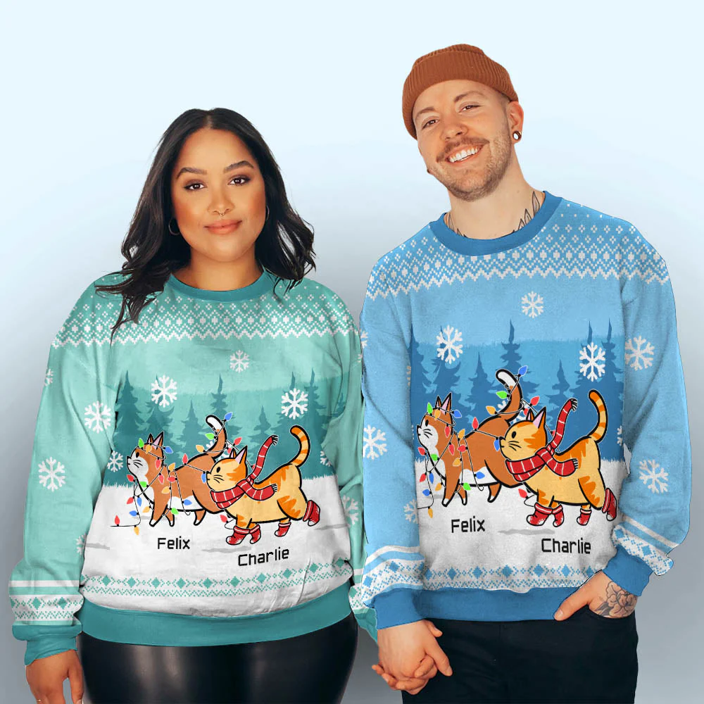 Cat Walking Mint - Personalized Custom All-Over-Print Sweatshirt - Image 5