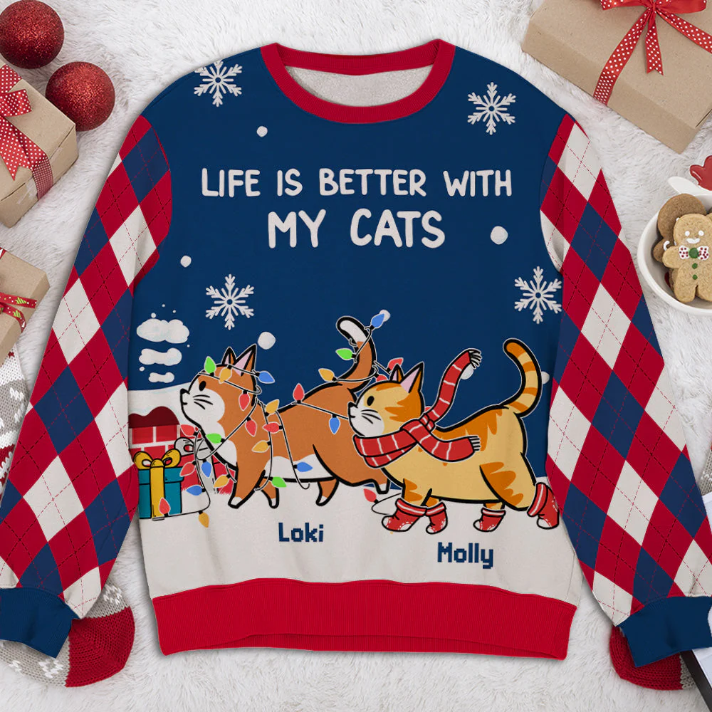 Cat Walking On Roof - Personalized Custom All-Over-Print Sweatshirt - Image 2