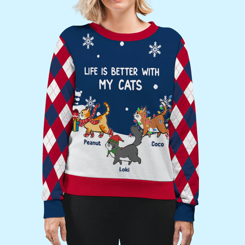 Cat Walking On Roof - Personalized Custom All-Over-Print Sweatshirt - Image 5