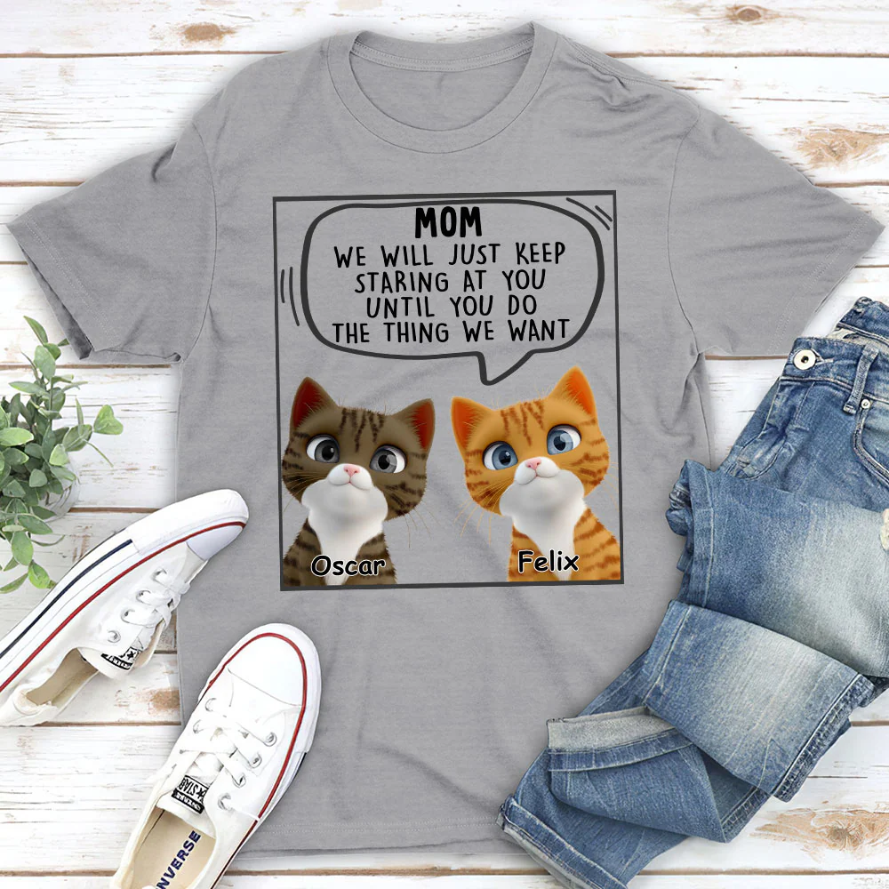 Cat Will Just Keep Staring - Personalized Custom Unisex T-shirt - Image 5