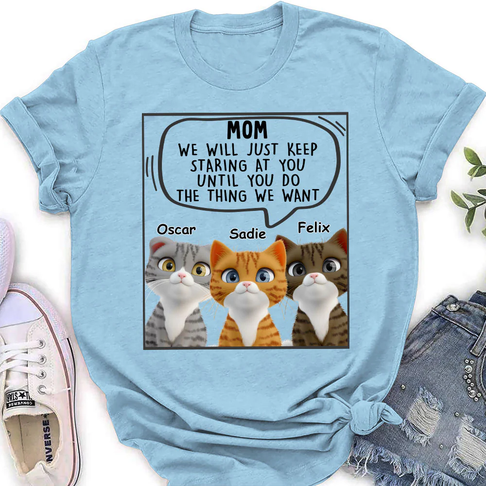 Cat Will Just Keep Staring - Personalized Custom Women's T-Shirt - Image 4
