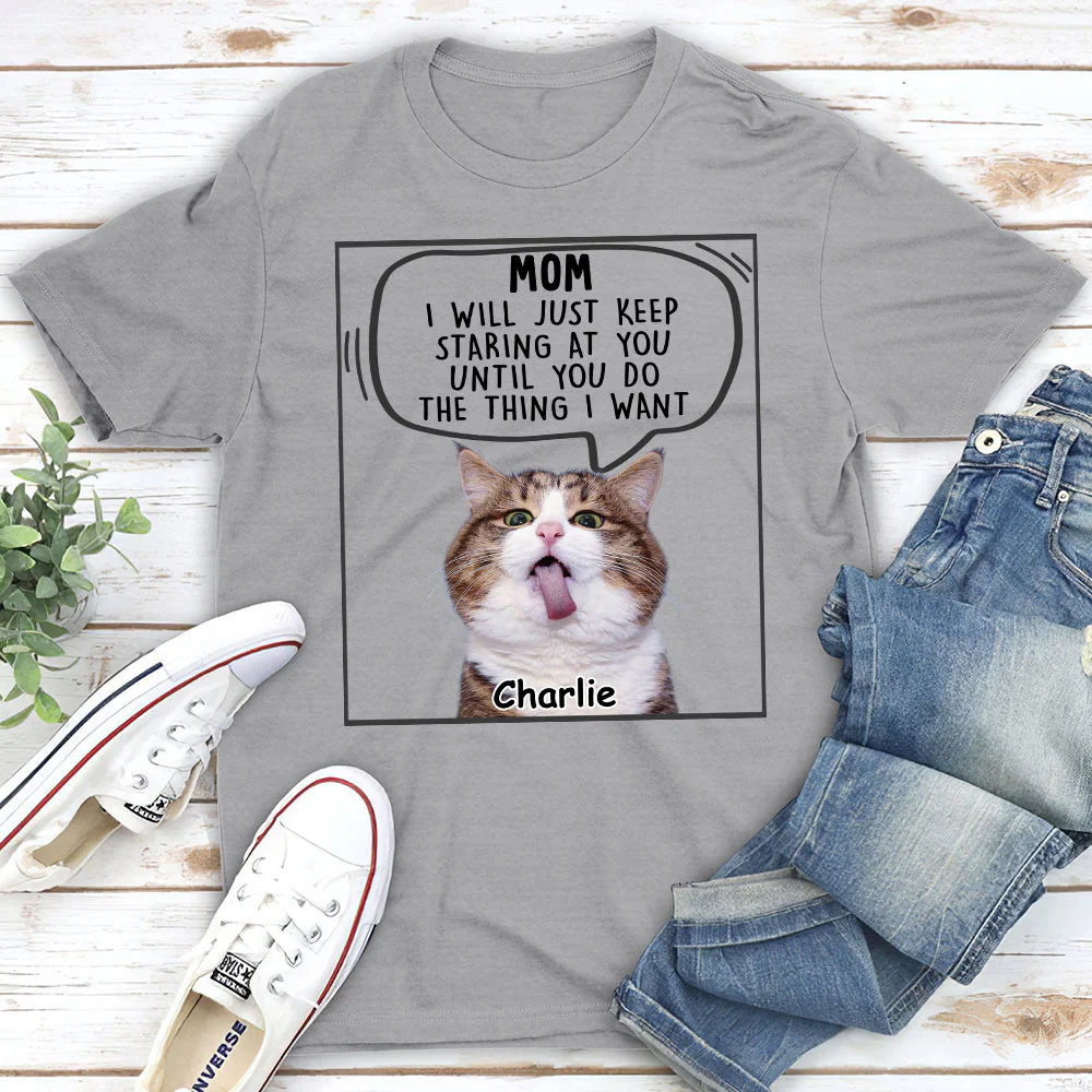Cat Will Just Keep Staring Photo - Personalized Custom Unisex T-shirt - Image 5