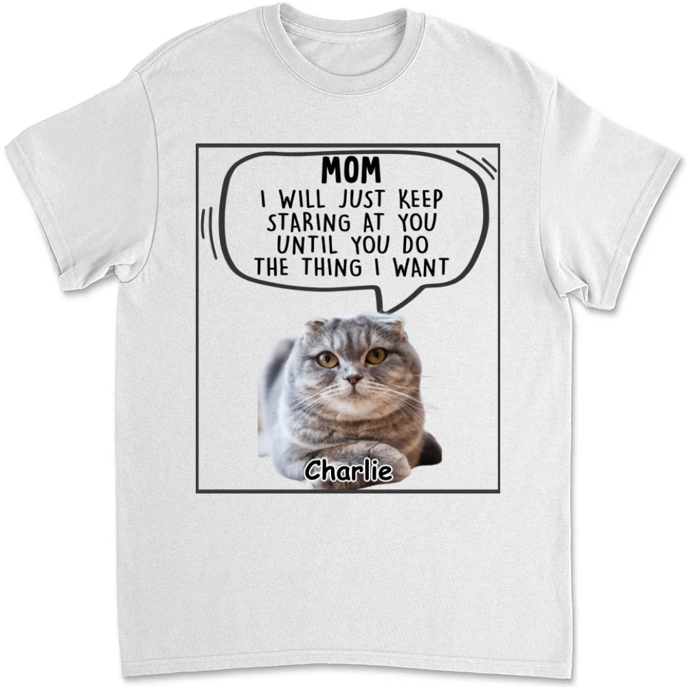 Cat Will Just Keep Staring Photo - Personalized Custom Unisex T-shirt - Image 6