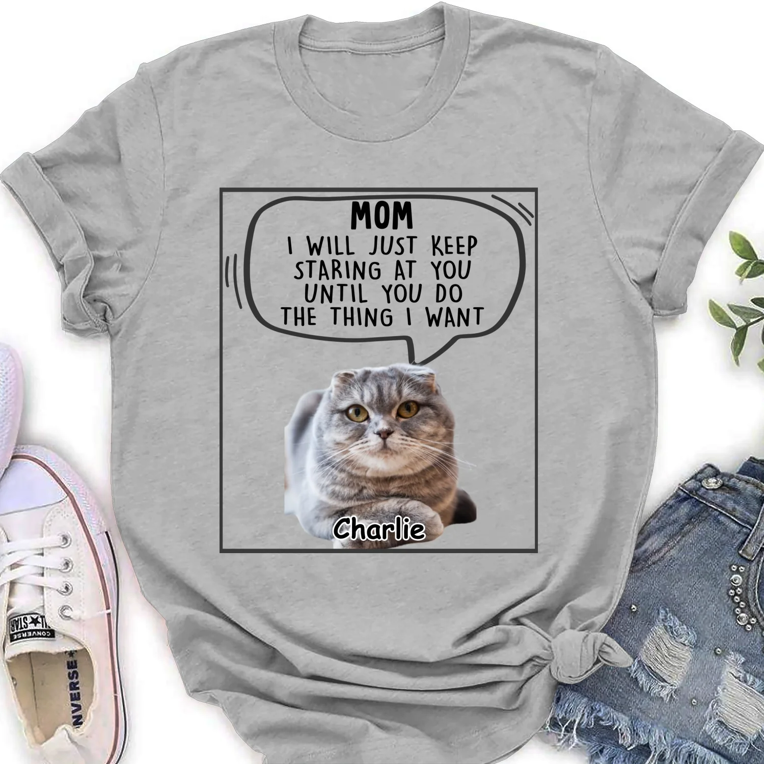 Cat Will Just Keep Staring Photo - Personalized Custom Women's T-Shirt - Image 7