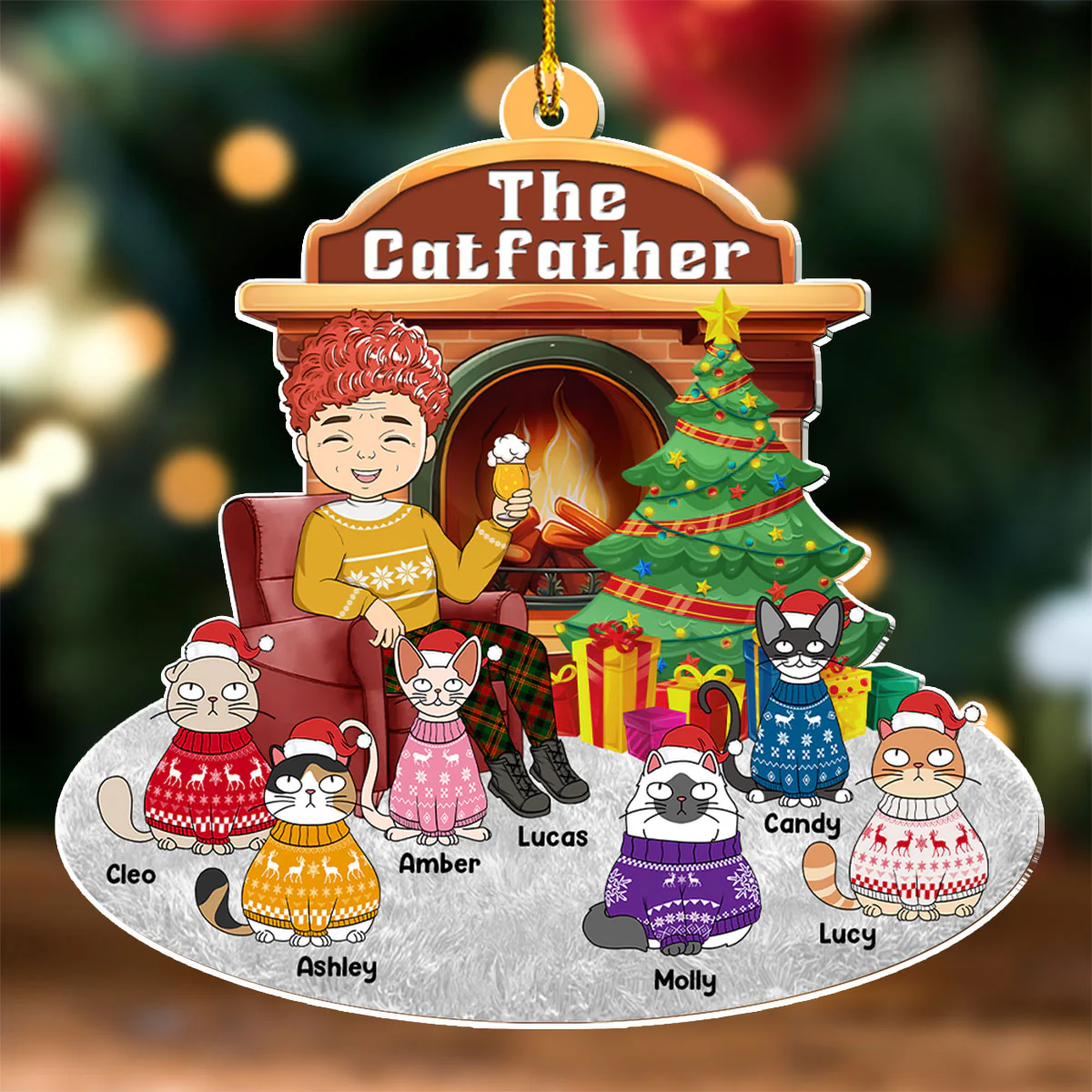 Catparent Christmas - Personalized Custom Acrylic Ornament - Image 6