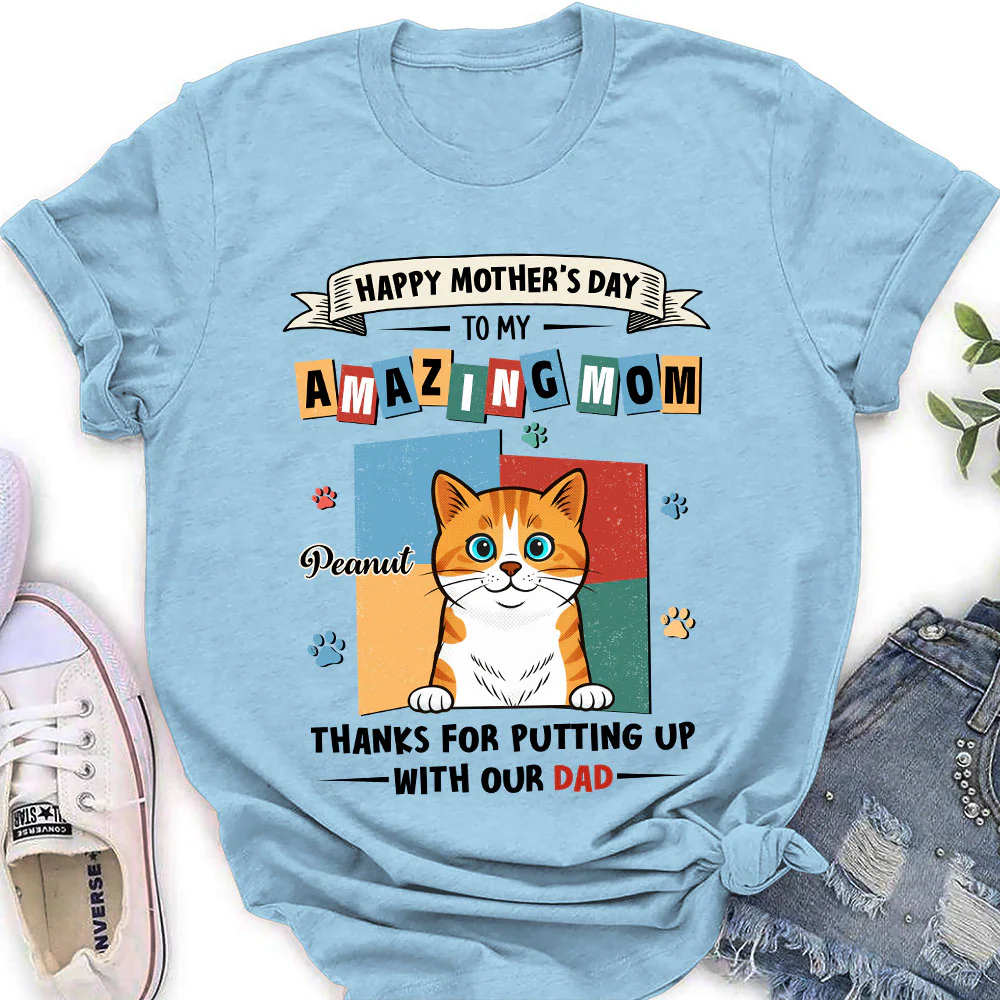 Cats Approved Mom - Personalized Custom Women's T-shirt - Image 3