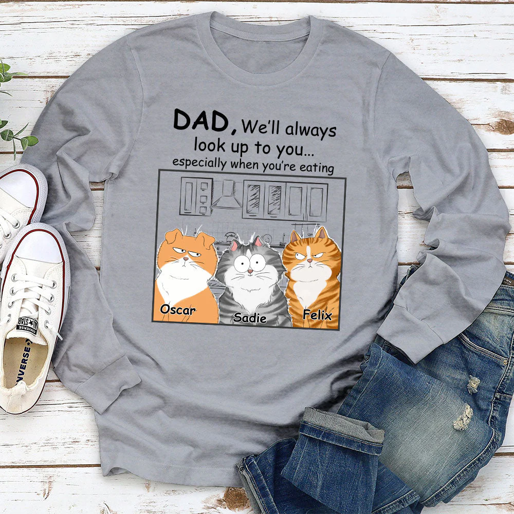 Cats Look Up To You - Personalized Custom Long Sleeve T-shirt - Image 3