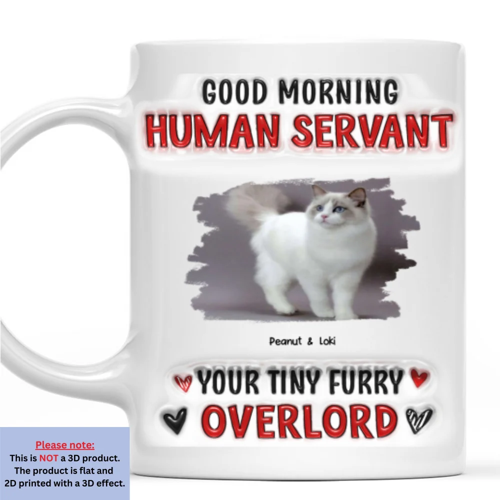 Cats Love Human Servant Photo - Personalized Custom 3D Inflated Effect Mug