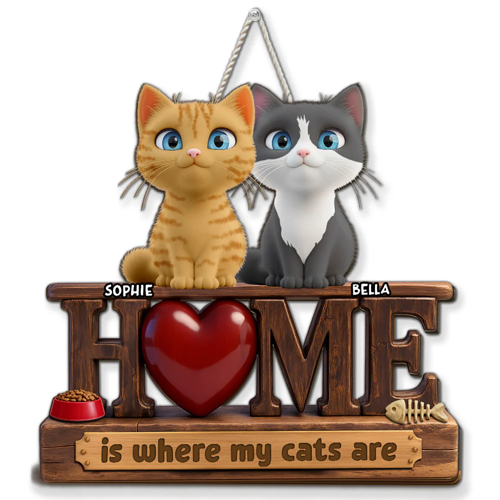 Cats Make It Home - Personalized Custom Wood Sign