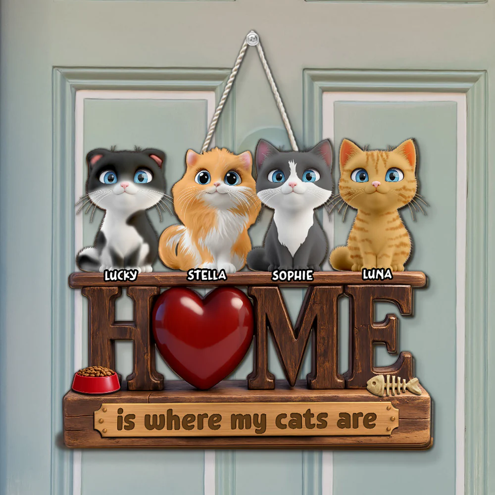 Cats Make It Home - Personalized Custom Wood Sign - Image 4