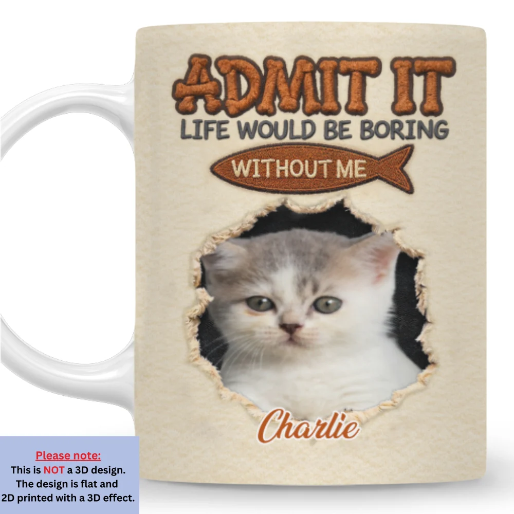 Cats Make Life Less Boring Photo - Personalized Custom Coffee Mug - Image 4