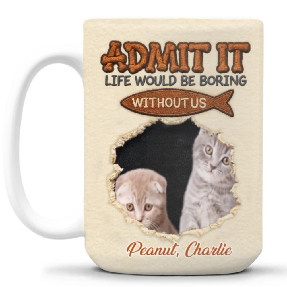 Cats Make Life Less Boring Photo - Personalized Custom Coffee Mug - Image 5