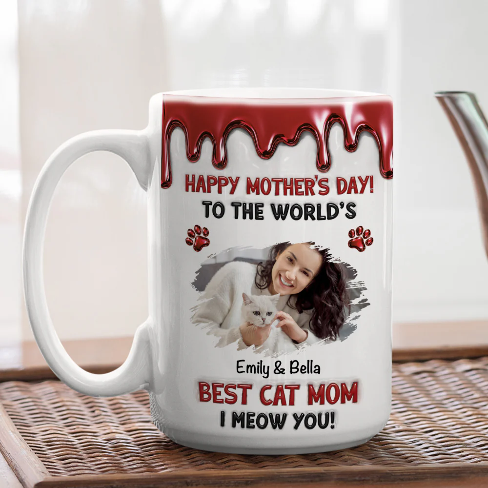 Cats Mom Special Day Photo - Personalized Custom 3D Effect Mug - Image 5
