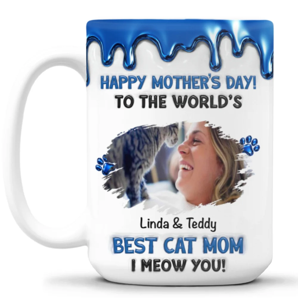 Cats Mom Special Day Photo - Personalized Custom 3D Effect Mug - Image 9