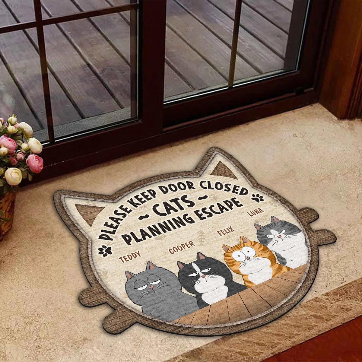 Cats Planning Escape - Personalized Custom Doormat - Image 4