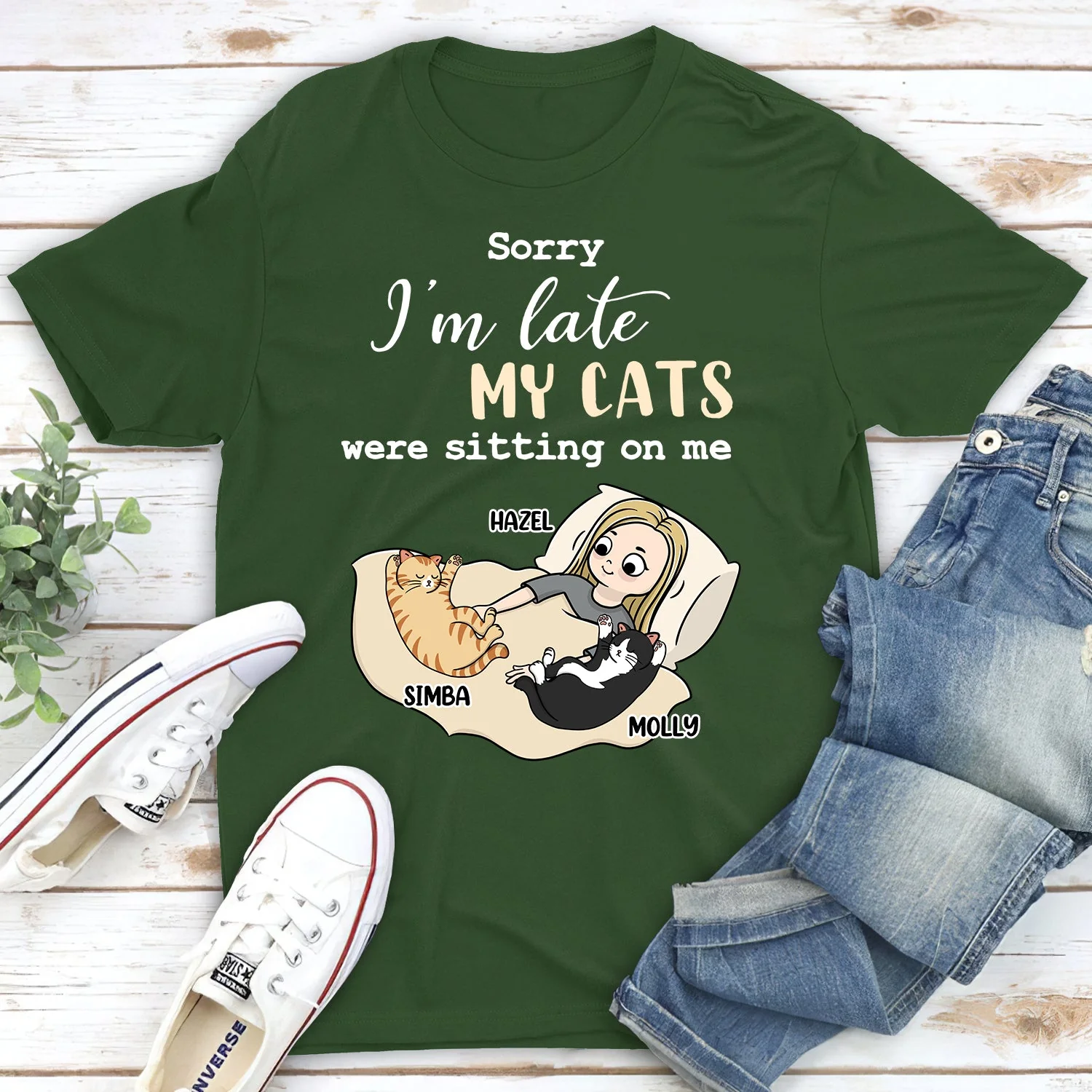 Cats Sitting On Me - Personalized Custom Unisex T-shirt - Image 2