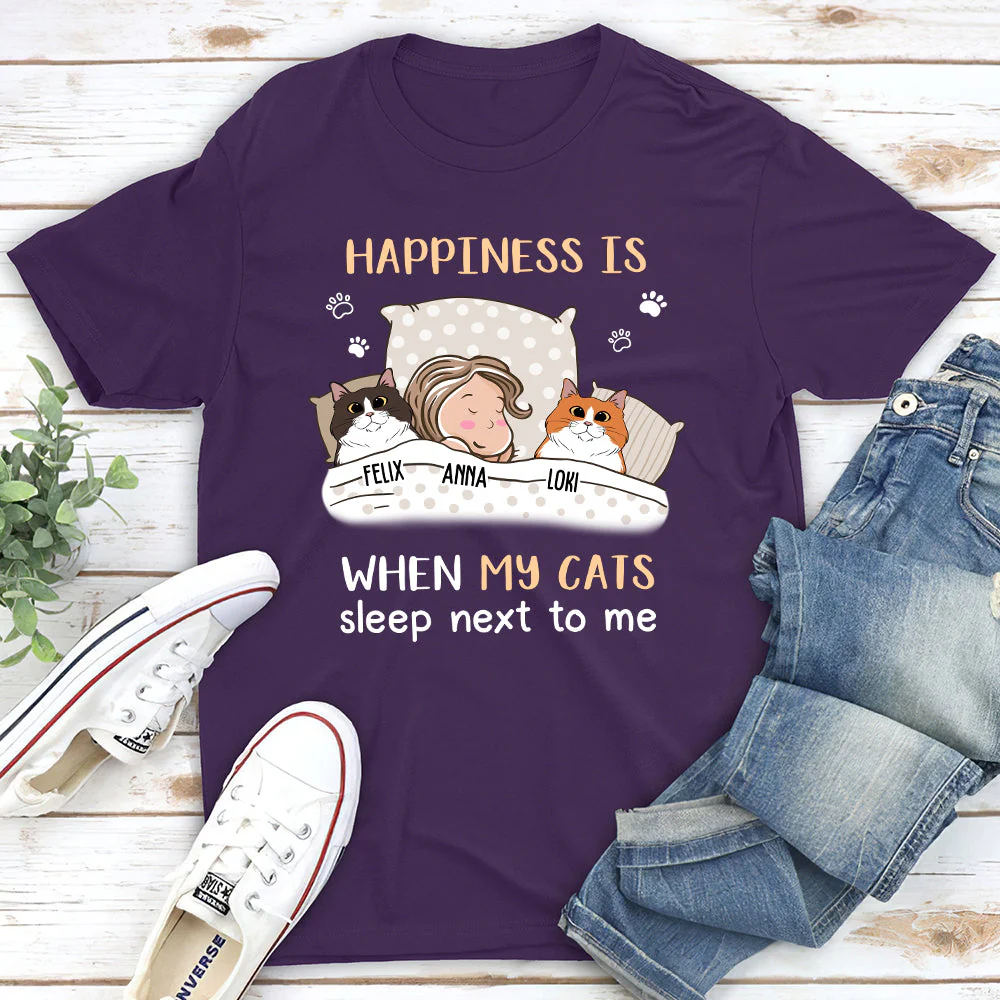 Cats Sleep Next To - Personalized Custom Unisex T-shirt - Image 4