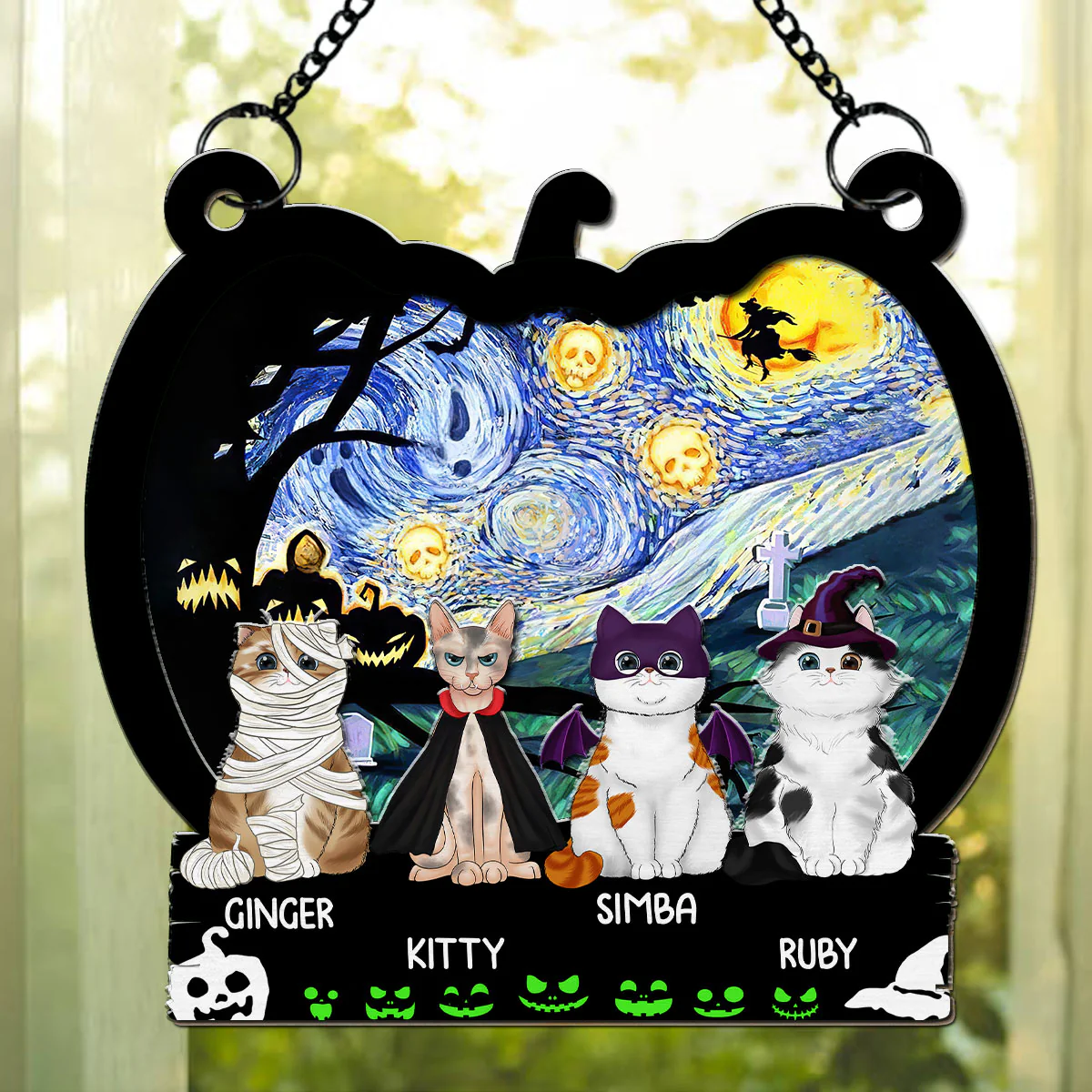 Cats Witch - Personalized Custom Suncatcher - Image 3
