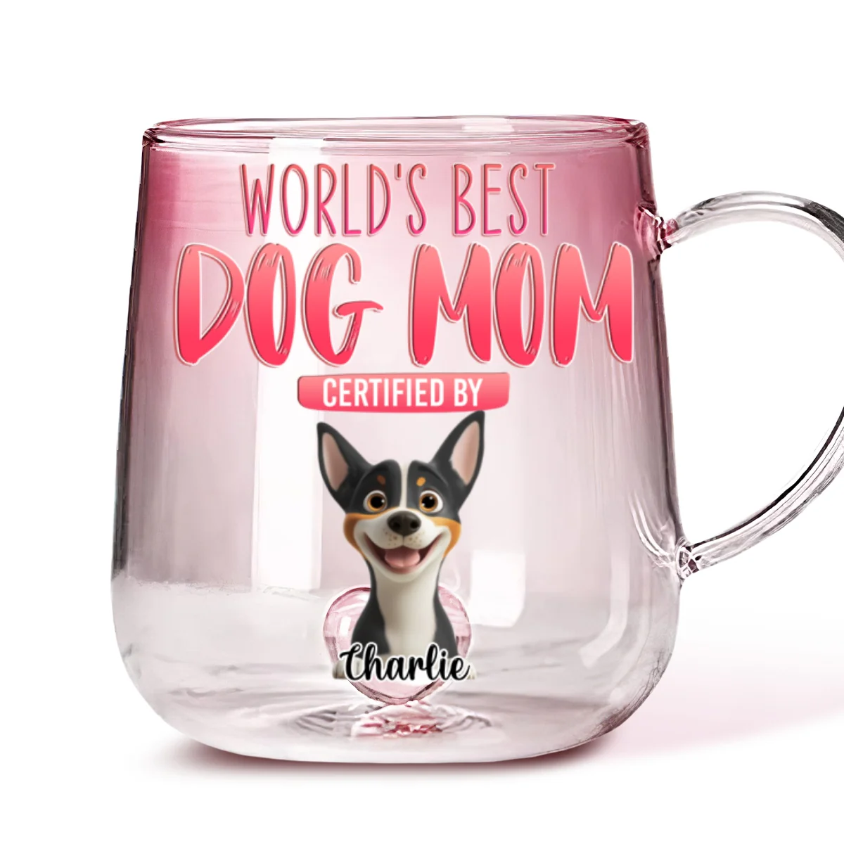 Certified By You - Personalized Custom Pink Gradient Glass Mug - Image 6