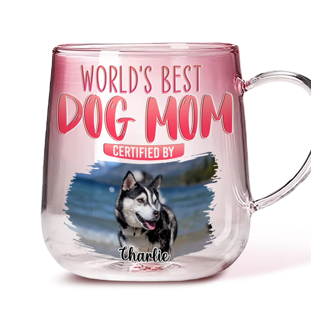 Certified By You Photo - Personalized Custom Pink Gradient Glass Mug