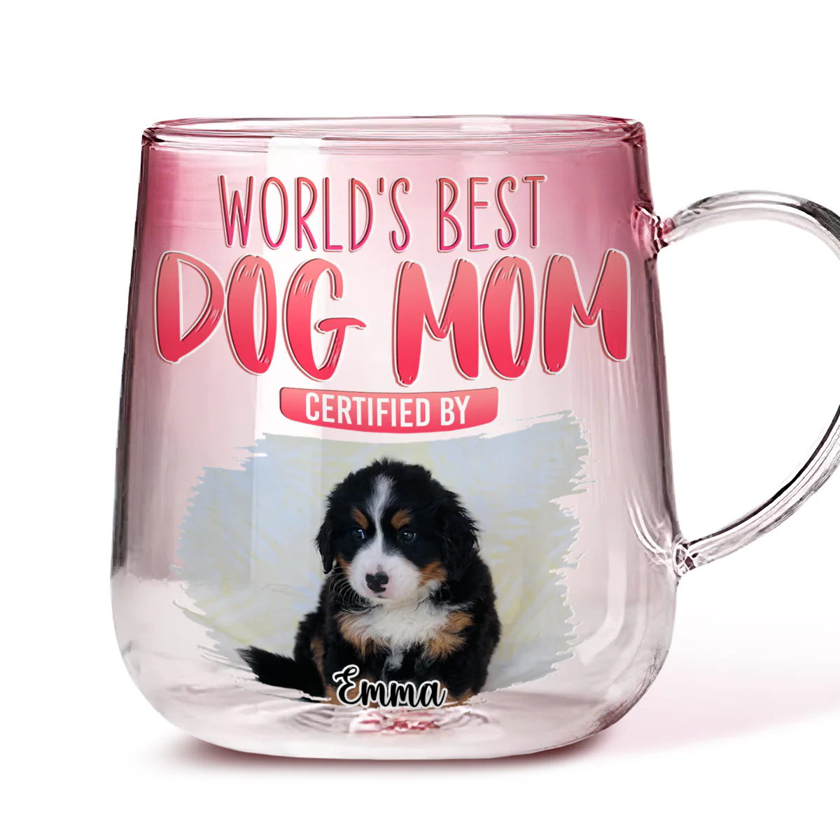 Certified By You Photo - Personalized Custom Pink Gradient Glass Mug - Image 4