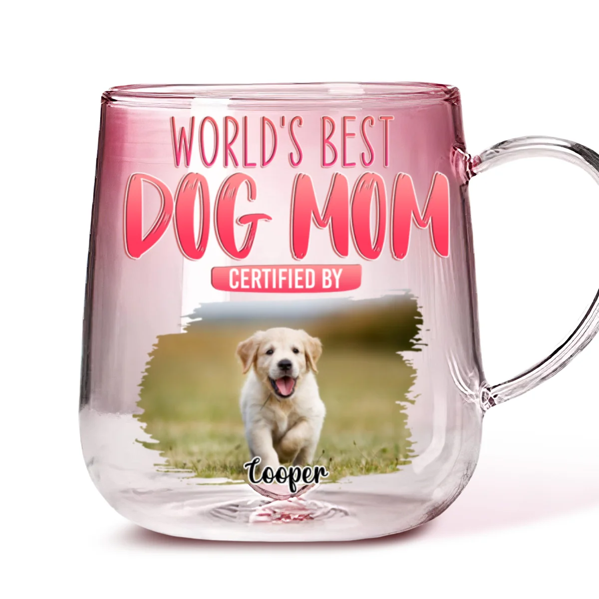 Certified By You Photo - Personalized Custom Pink Gradient Glass Mug - Image 6