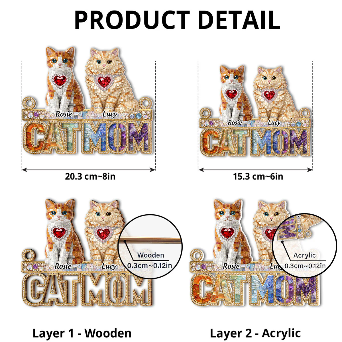 Charming Cat Mom Gemstone - Personalized Custom Suncatcher - Image 5