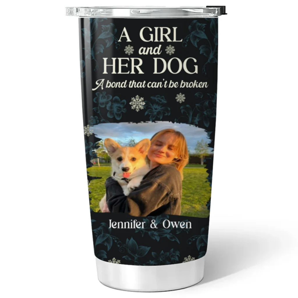 Charming Christmas Girl And Dogs Photo - Personalized Custom Tumbler - Image 4