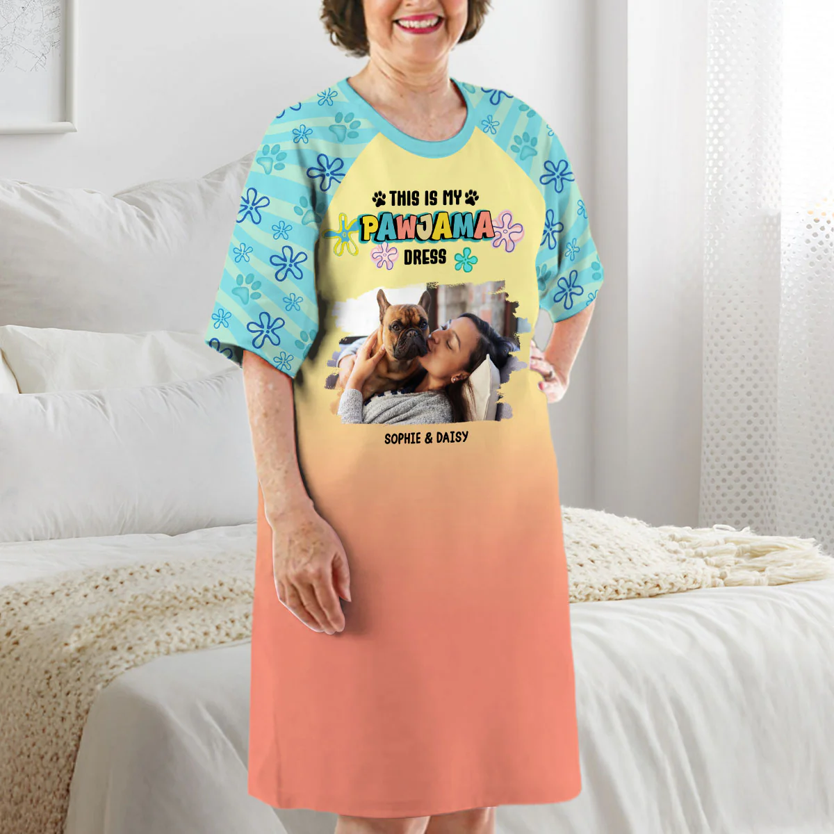 Charming Pawjama Dress Photo - Personalized Custom 3/4 Sleeve Dress - Image 2