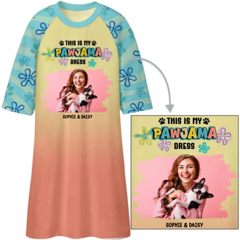 Charming Pawjama Dress Photo - Personalized Custom 3/4 Sleeve Dress - Image 5
